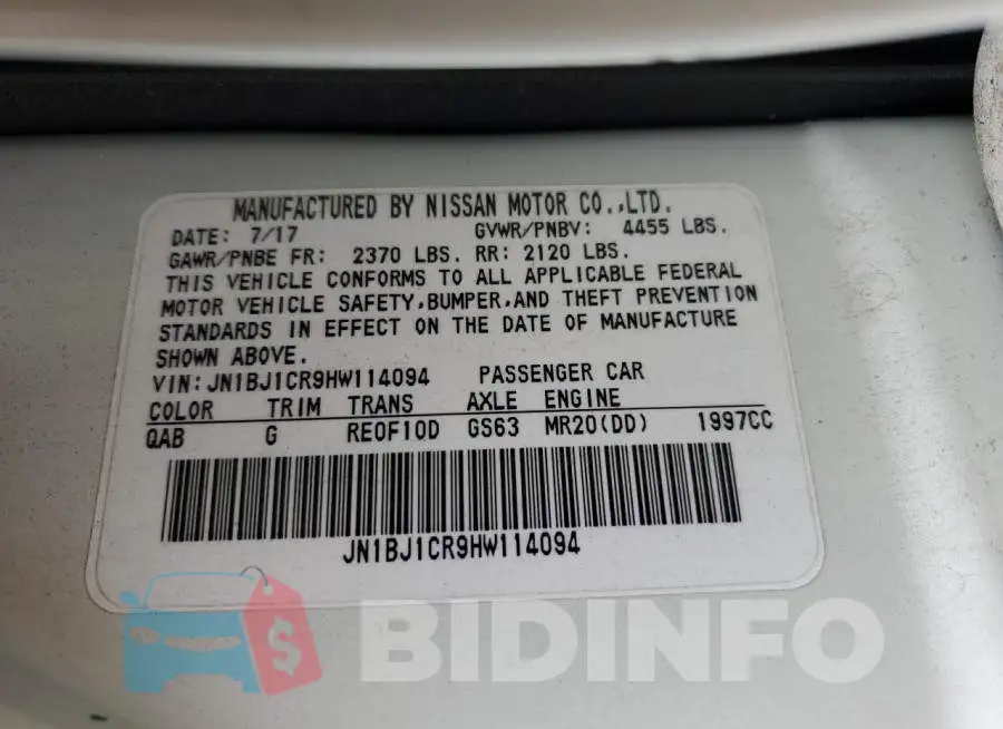 JN1BJ1CR9HW114094 Photo# 14