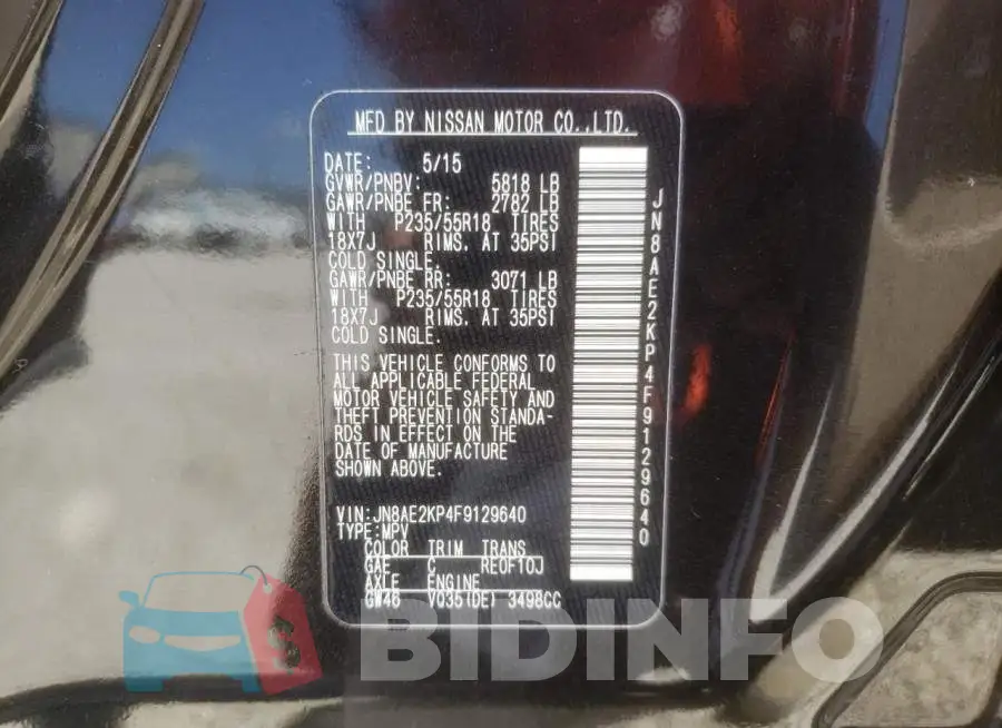 JN8AE2KP4F9129640 Photo# 13