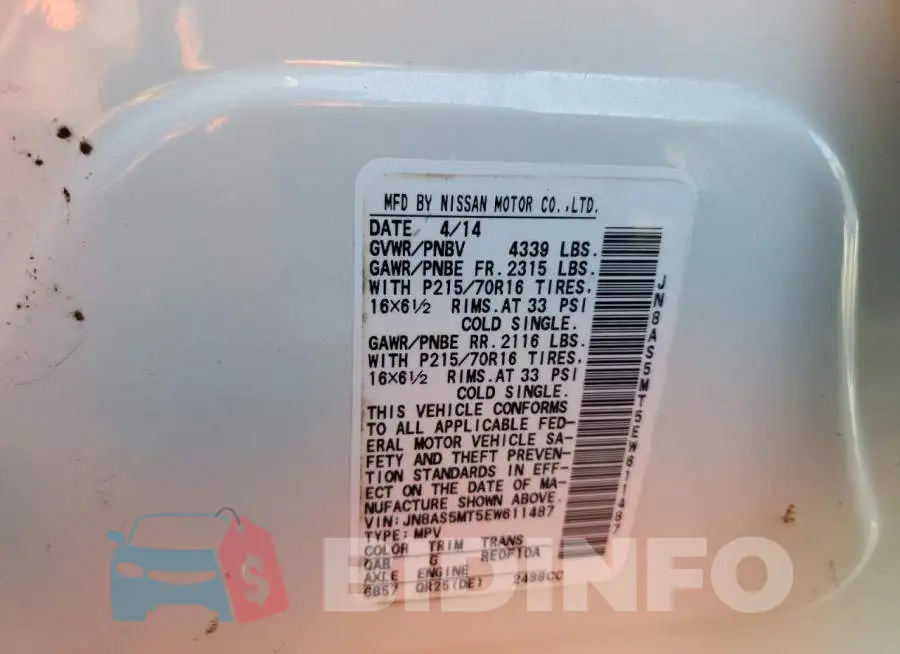 JN8AS5MT5EW611487 Photo# 13