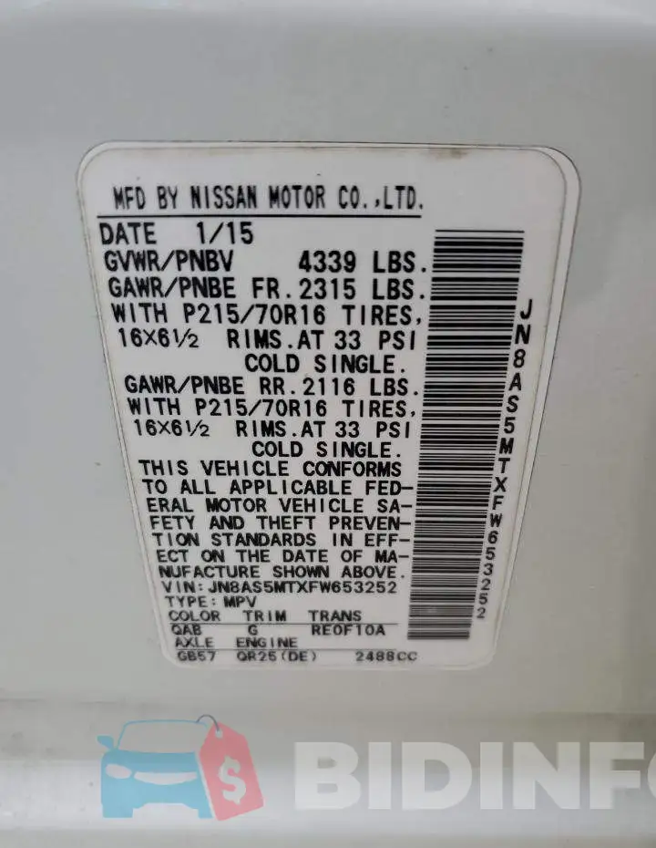 JN8AS5MTXFW653252 Photo# 13