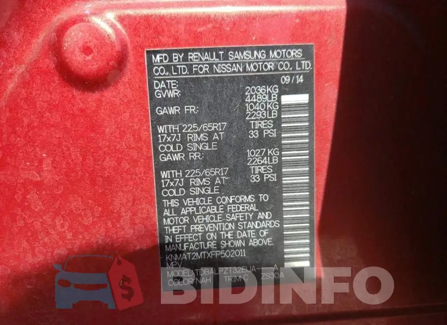 KNMAT2MTXFP502011 Photo# 13