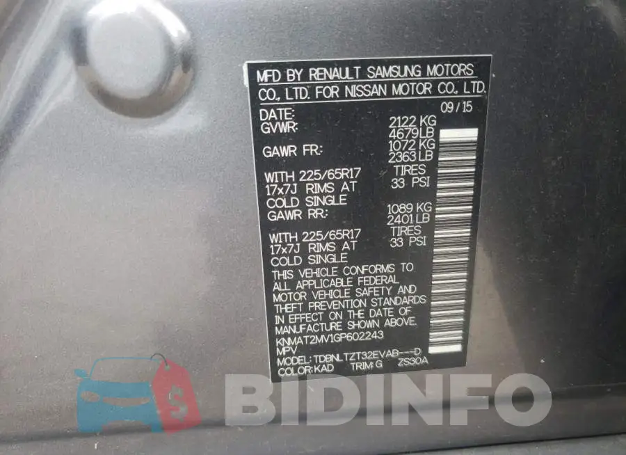 KNMAT2MV1GP602243 Photo# 13