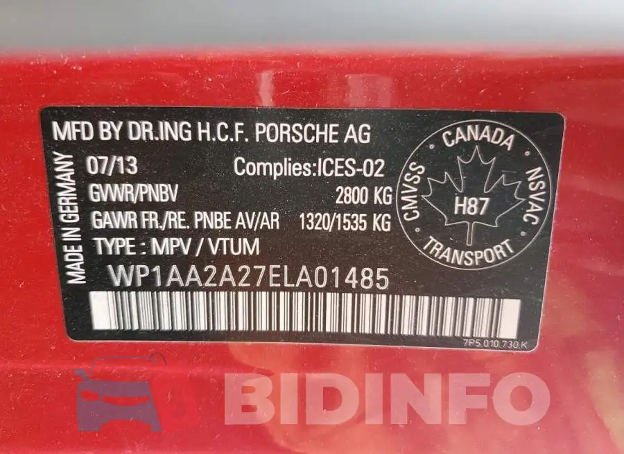 WP1AA2A27ELA01485 Photo# 13