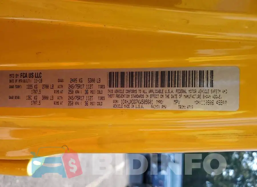 1C4HJXDG7KW505601 Photo# 14