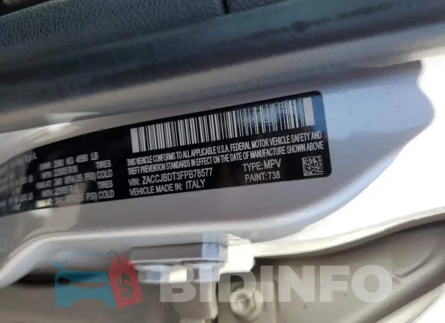 ZACCJBDT3FPB78577 Photo# 13