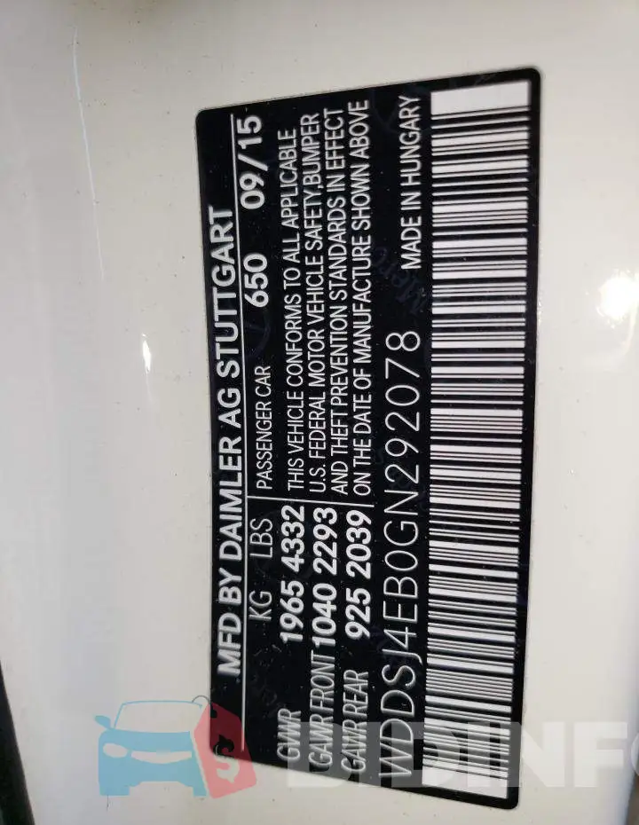 WDDSJ4EB0GN292078 Photo# 12