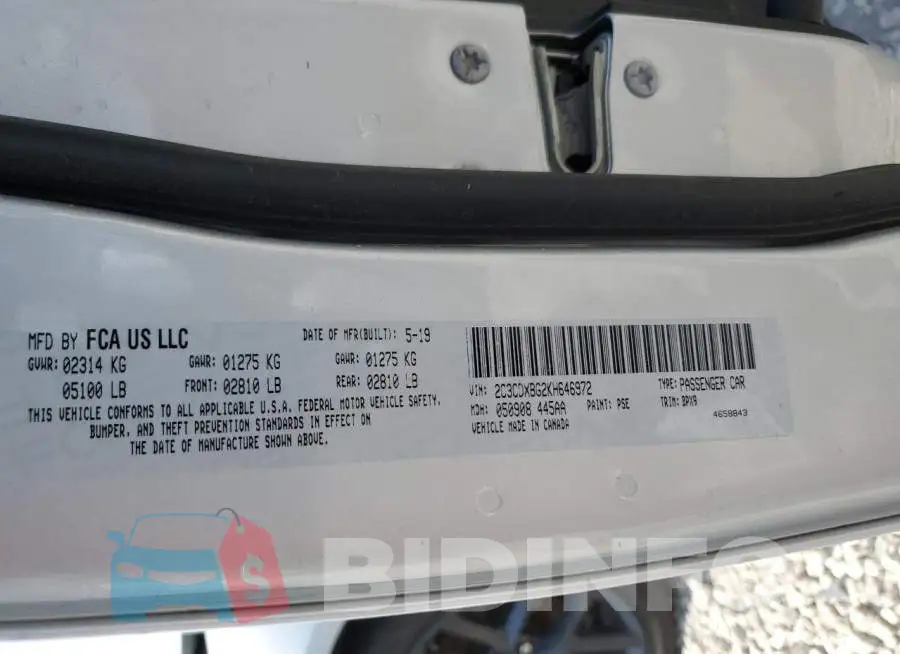 2C3CDXBG2KH646972 Photo# 12