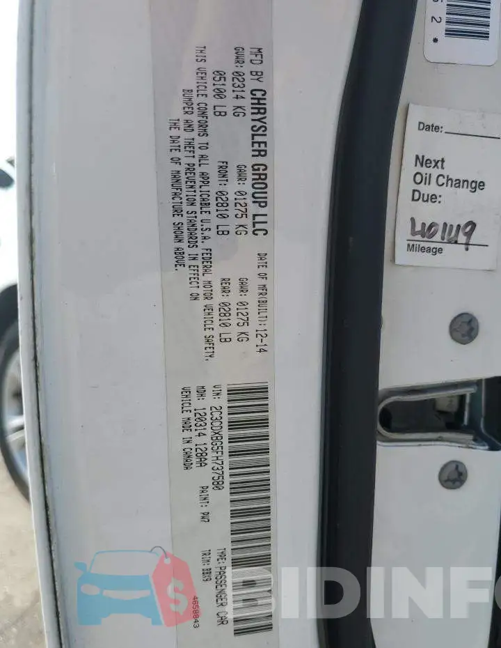 2C3CDXBG5FH737580 Photo# 12