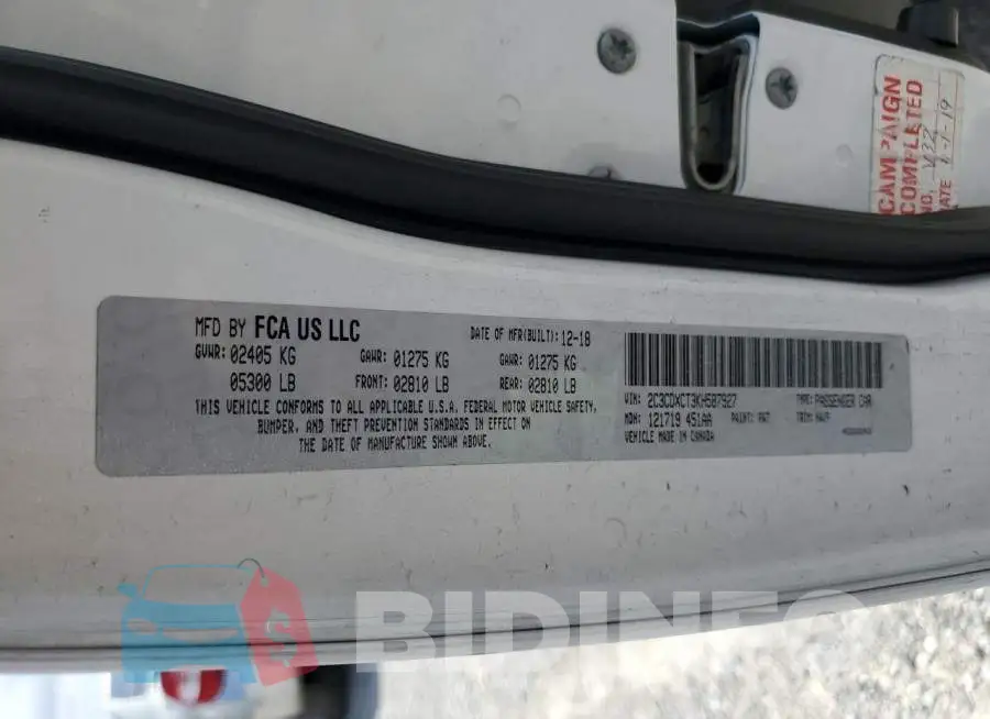 2C3CDXCT3KH587927 Photo# 12