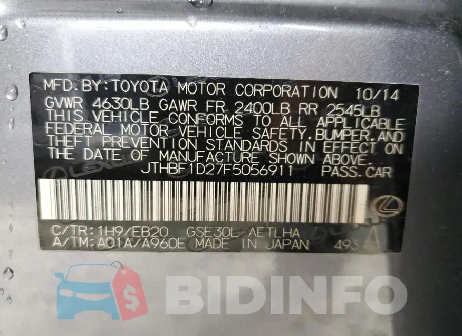 JTHBF1D27F5056911 Photo# 12