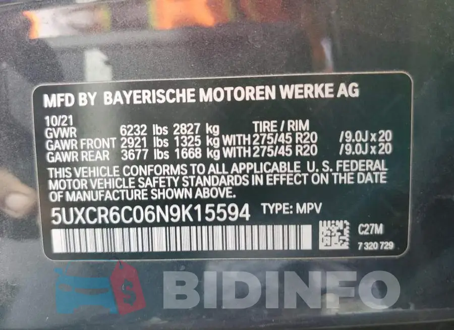 5UXCR6C06N9K15594 Photo# 14
