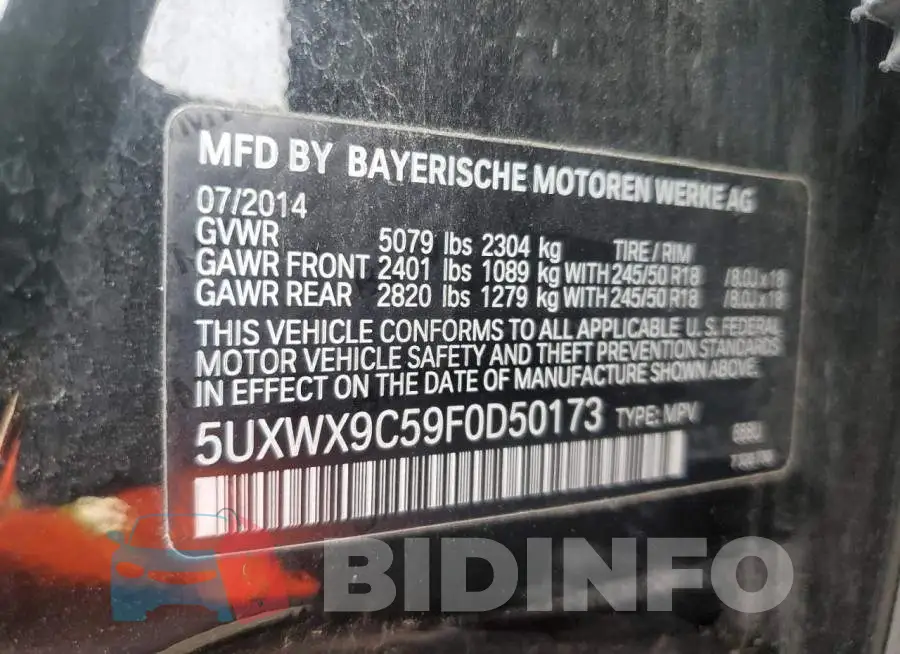 5UXWX9C59F0D50173 Photo# 13