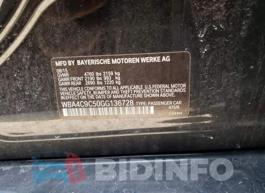 WBA4C9C50GG136728 Photo# 12