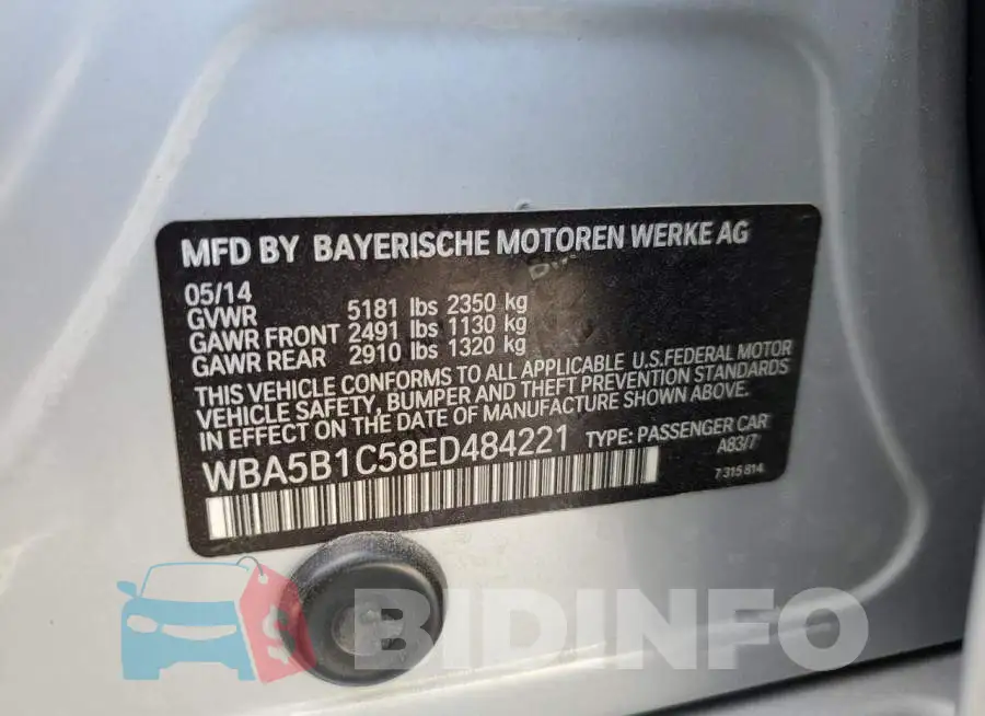 WBA5B1C58ED484221 Photo# 14