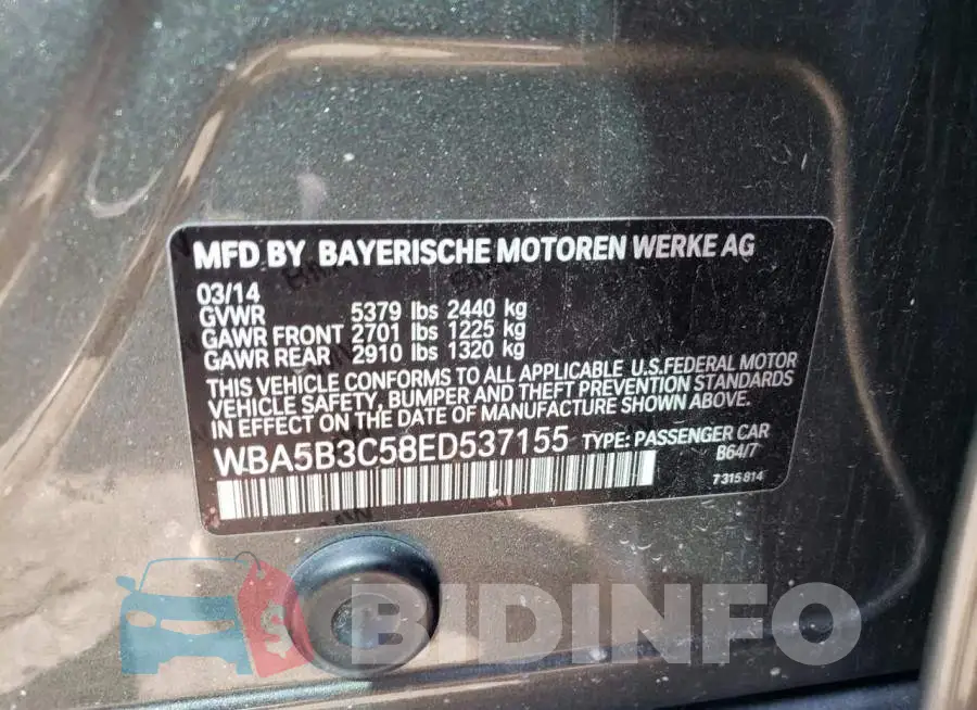 WBA5B3C58ED537155 Photo# 12