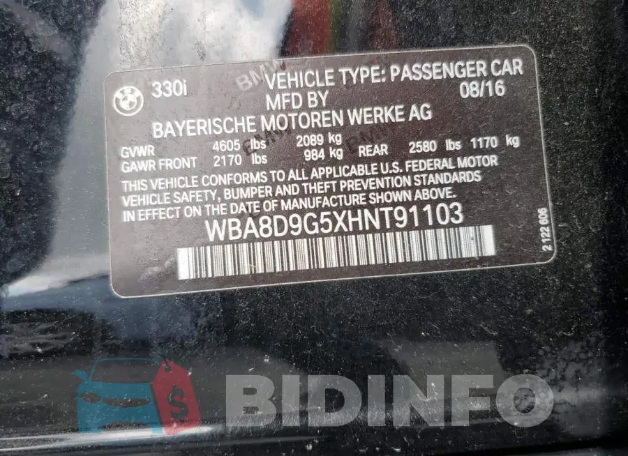 WBA8D9G5XHNT91103 Photo# 12
