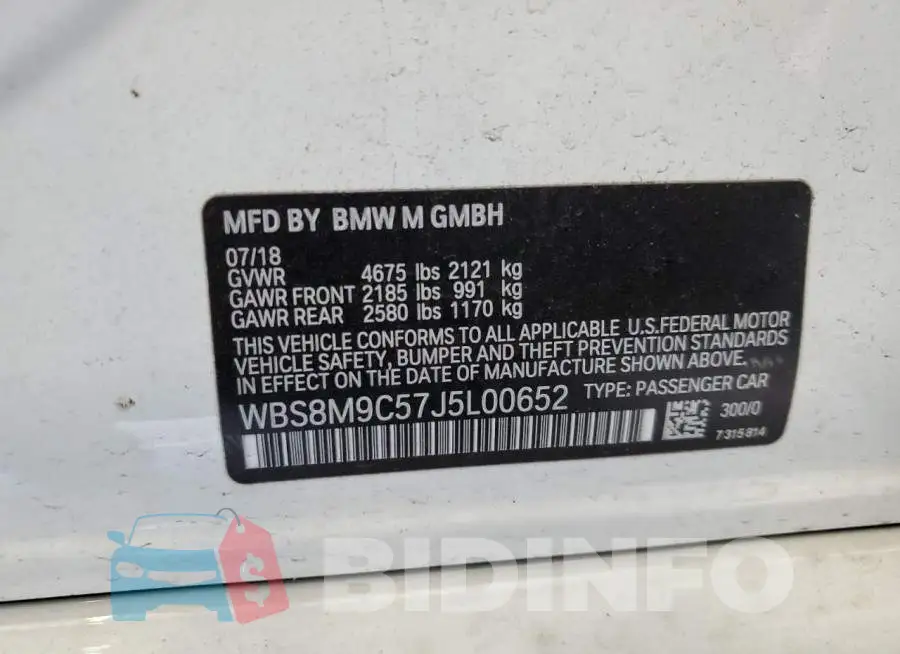 WBS8M9C57J5L00652 Photo# 13