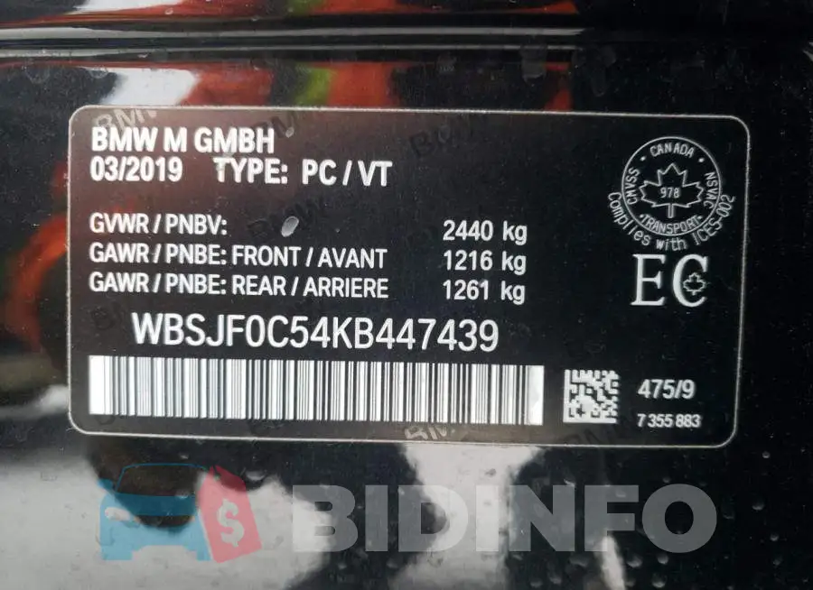 WBSJF0C54KB447439 Photo# 12