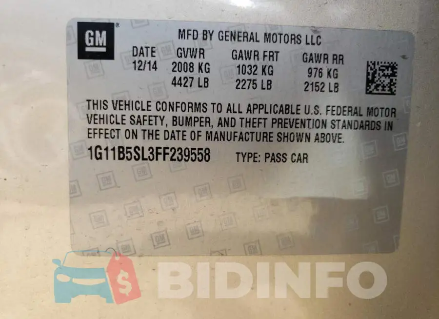 1G11B5SL3FF239558 Photo# 12