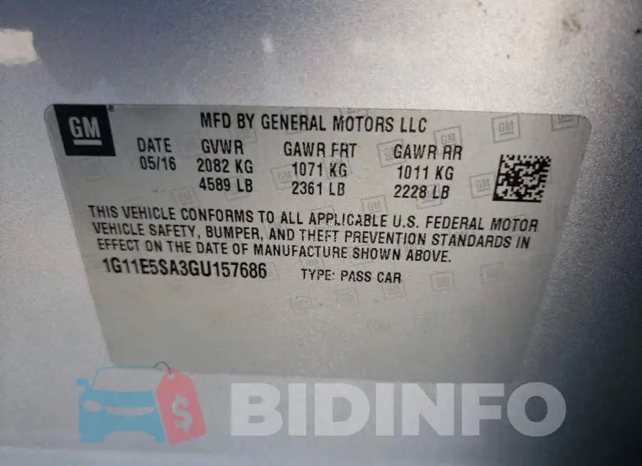 1G11E5SA3GU157686 Photo# 12