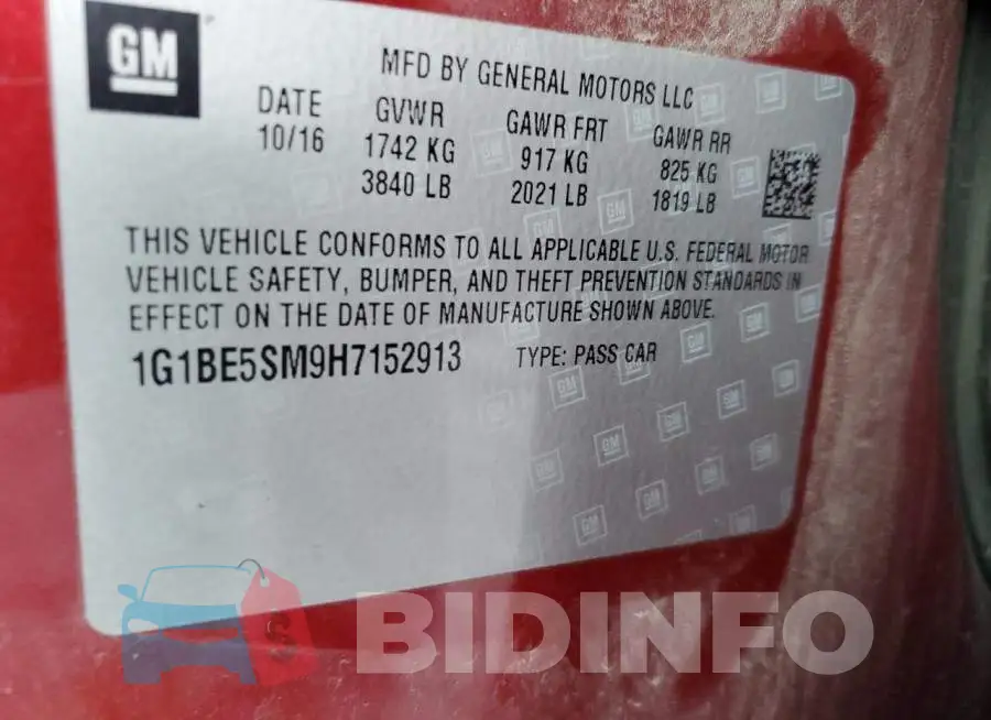 1G1BE5SM9H7152913 Photo# 12