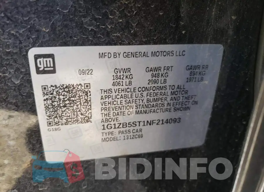 1G1ZB5ST1NF214093 Photo# 13