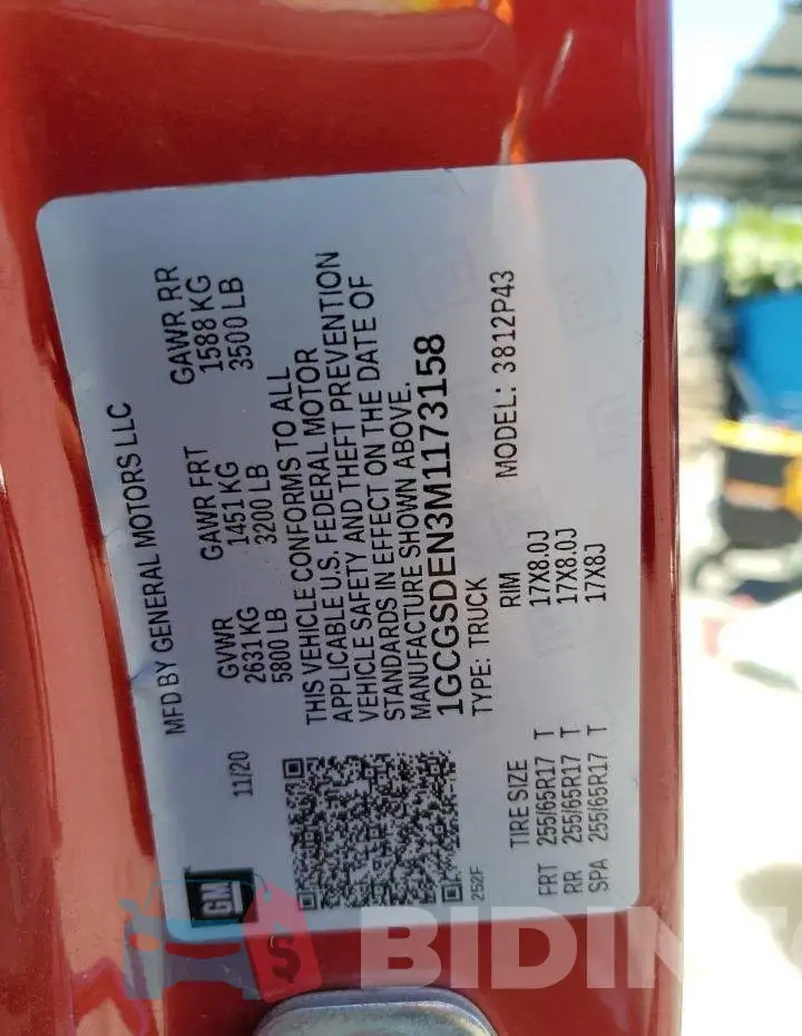 1GCGSDEN3M1173158 Photo# 13