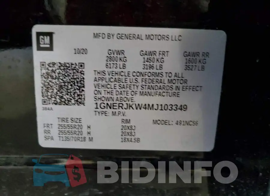1GNERJKW4MJ103349 Photo# 13