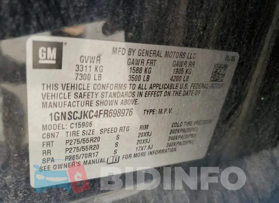 1GNSCJKC4FR698976 Photo# 13