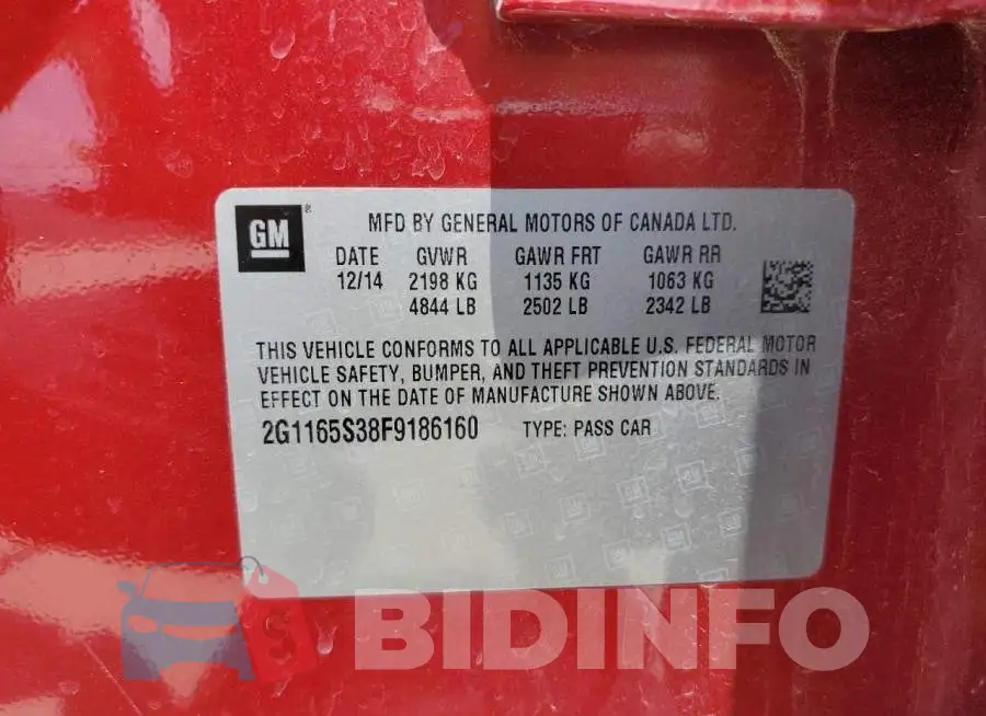 2G1165S38F9186160 Photo# 12