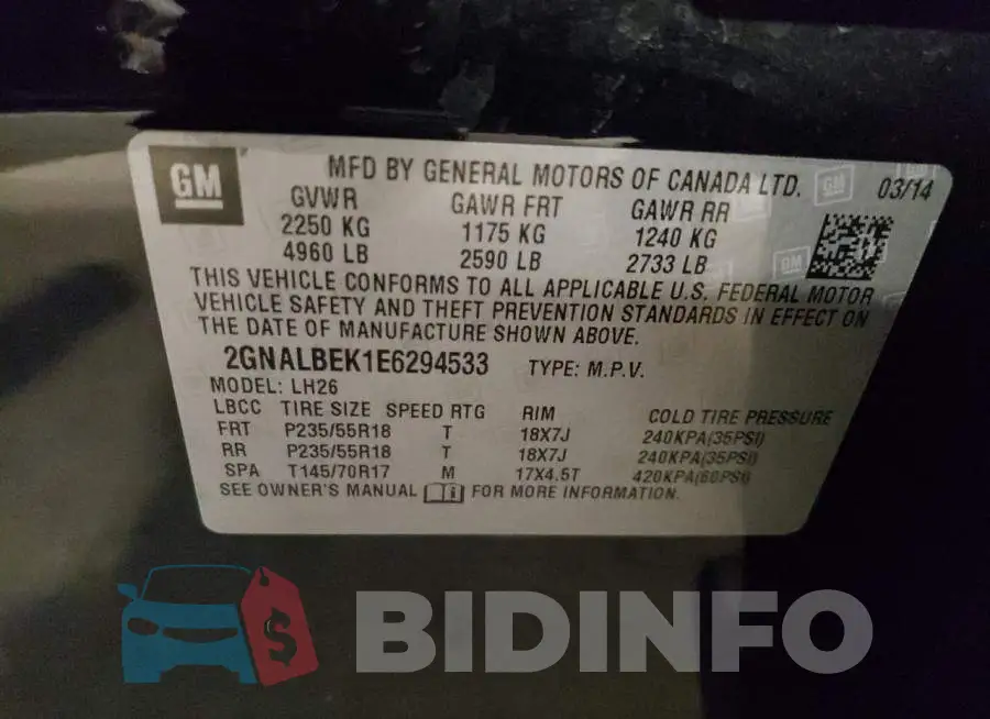 2GNALBEK1E6294533 Photo# 12