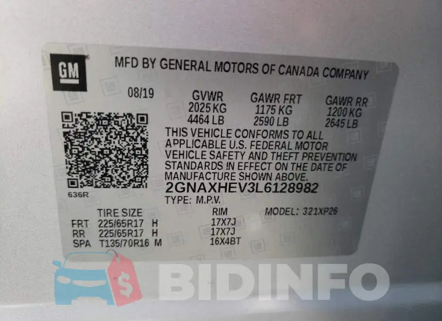 2GNAXHEV3L6128982 Photo# 13