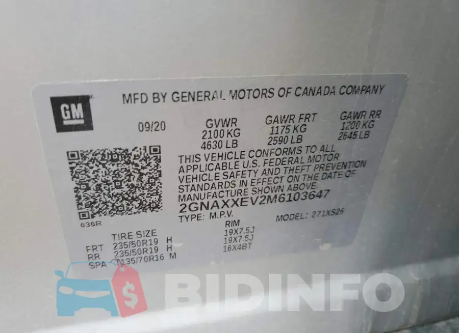 2GNAXXEV2M6103647 Photo# 13
