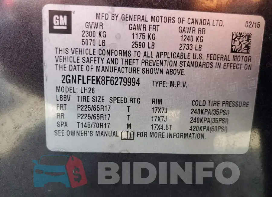 2GNFLFEK8F6279994 Photo# 13