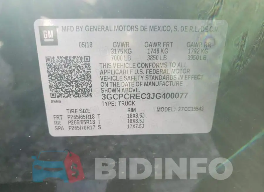 3GCPCREC3JG400077 Photo# 12