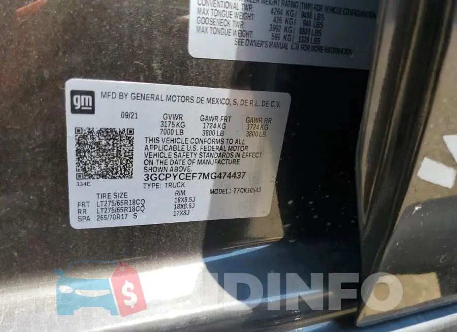 3GCPYCEF7MG474437 Photo# 12