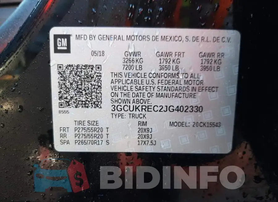 3GCUKREC2JG402330 Photo# 12