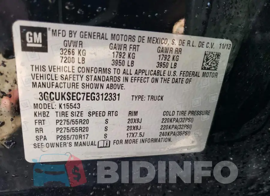 3GCUKSEC7EG312331 Photo# 12