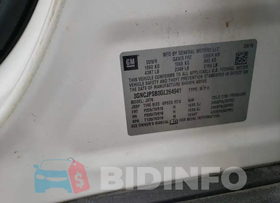 3GNCJPSB0GL264941 Photo# 12