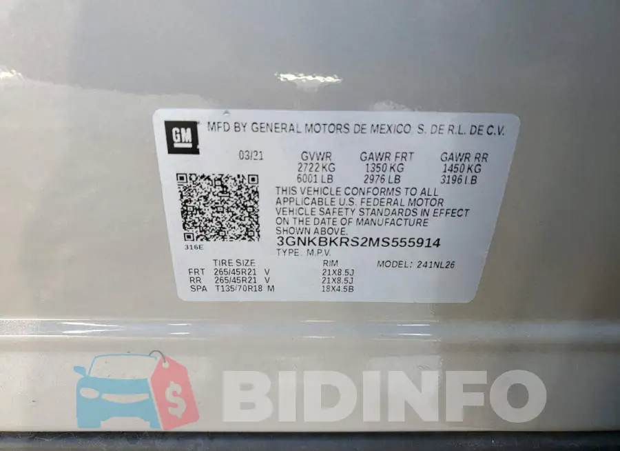 3GNKBKRS2MS555914 Photo# 13