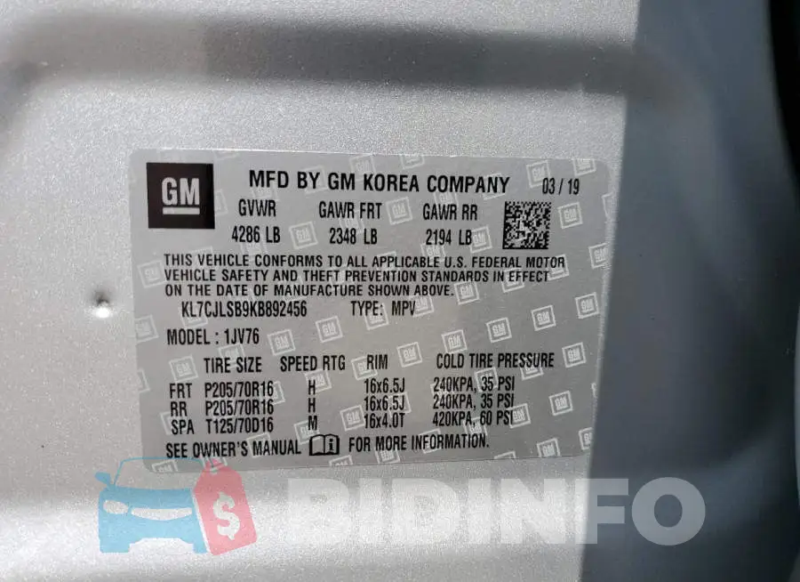 KL7CJLSB9KB892456 Photo# 12
