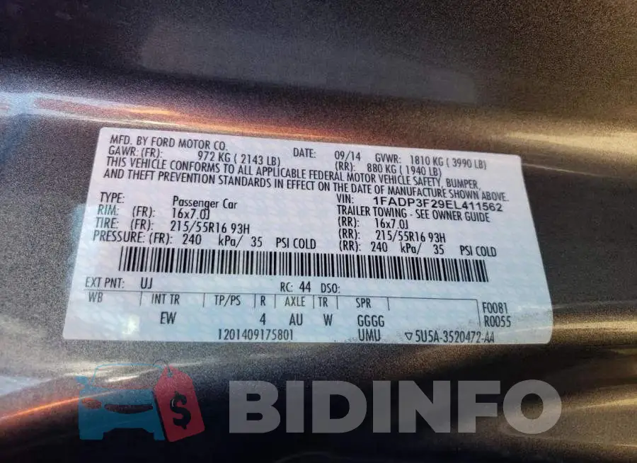 1FADP3F29EL411562 Photo# 12