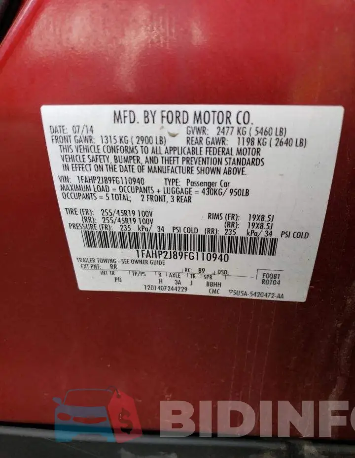1FAHP2J89FG110940 Photo# 13