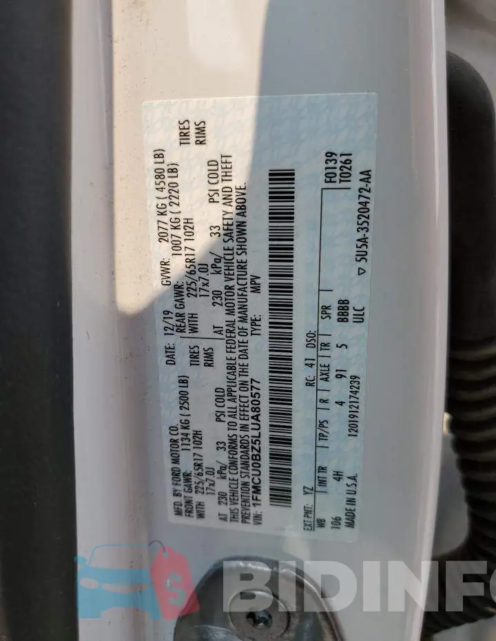1FMCU0BZ5LUA80577 Photo# 12