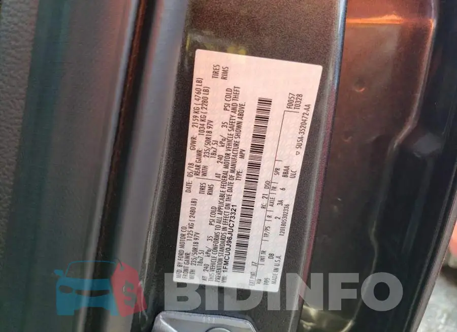 1FMCU0J96JUC73321 Photo# 13