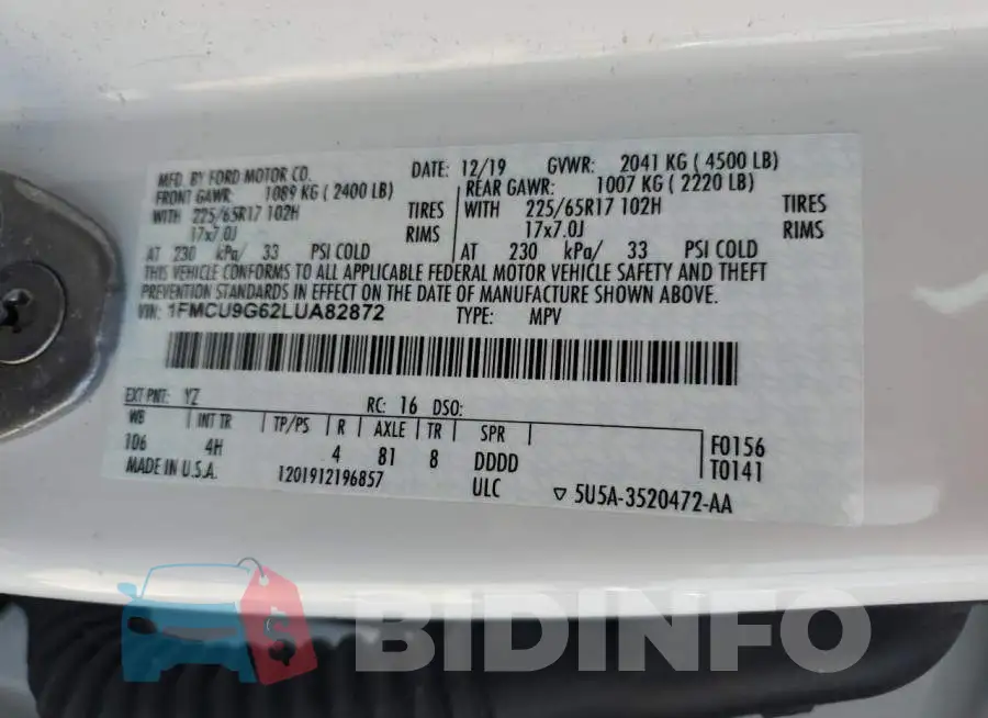 1FMCU9G62LUA82872 Photo# 14