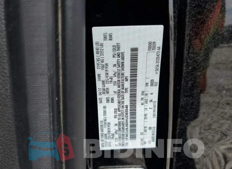1FMCU9J90HUD85546 Photo# 12