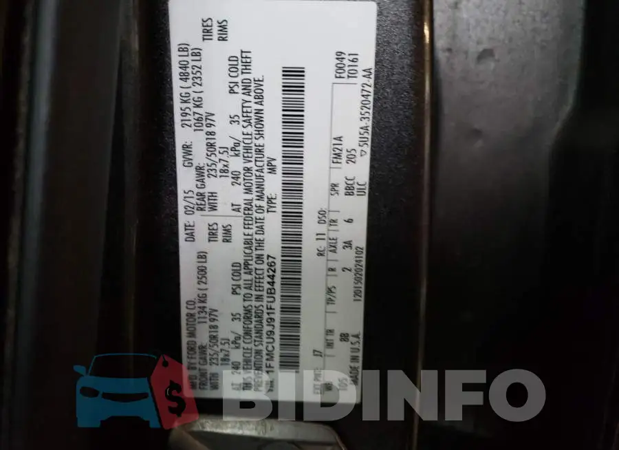 1FMCU9J91FUB44267 Photo# 14