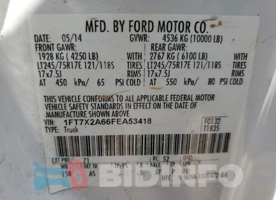 1FT7X2A66FEA53418 Photo# 12