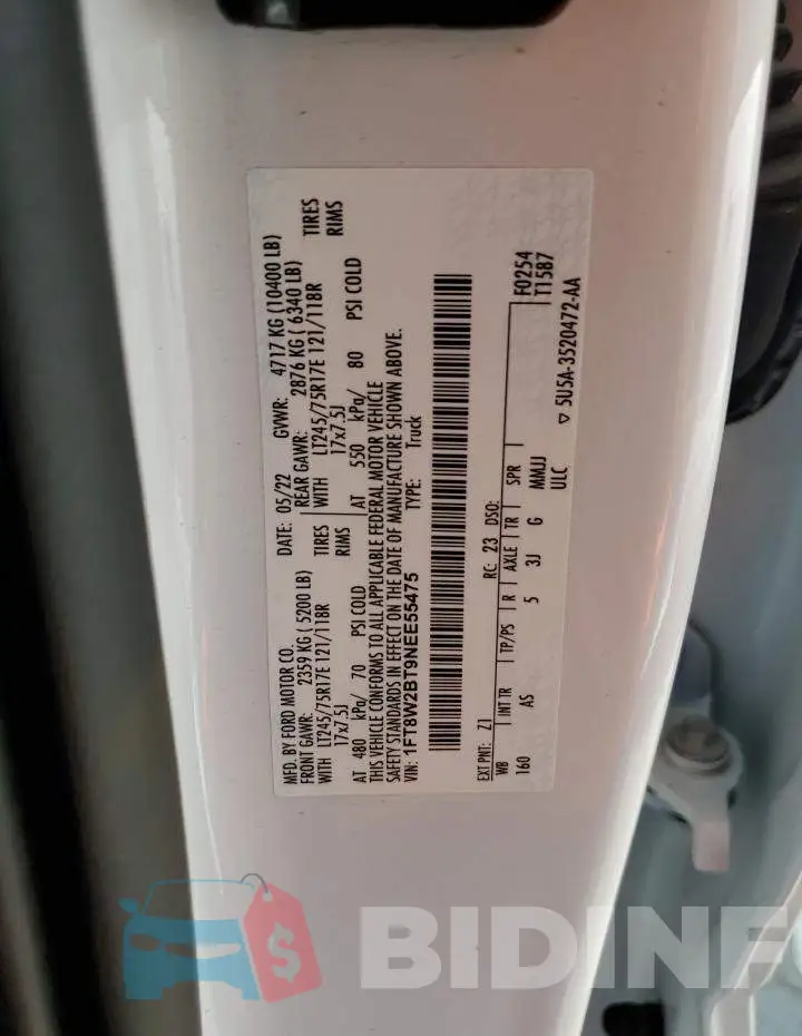 1FT8W2BT9NEE55475 Photo# 12